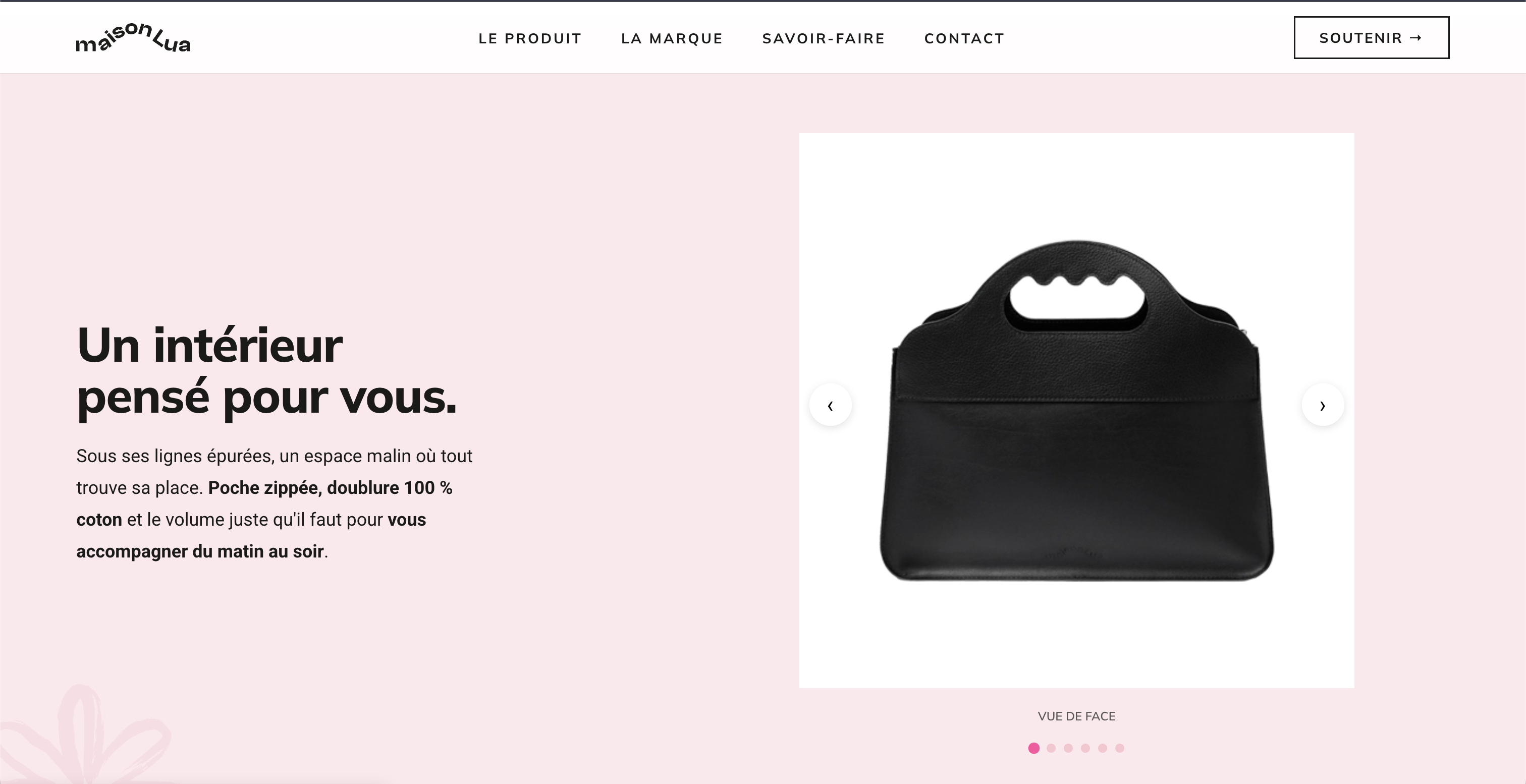 Section slider de la page produit Maison Lua